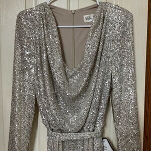 Eliza J. Jumpsuit bought at Macy's Silver Sequin Jumpsuit size 8 NWT